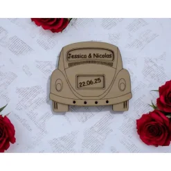 Personalisiertes Hochzeitsauto aus Holz – Geldgeschenk mit Namen & Datum | Kreatives Hochzeitsgeschenk Mr & Mrs.