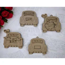 Personalisiertes Hochzeitsauto aus Holz – Geldgeschenk mit Namen & Datum | Kreatives Hochzeitsgeschenk Mr & Mrs.