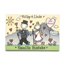 Personalisiertes Hochzeitsgeschenk Türschild aus Holz – Individuelles Brautpaar-Schild mit Namen & Datum, einmaliges Haustürschild wetterfest