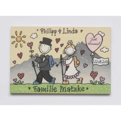 Personalisiertes Hochzeitsgeschenk Türschild aus Holz – Individuelles Brautpaar-Schild mit Namen & Datum, einmaliges Haustürschild wetterfest