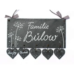 Personalisiertes Hochzeitsgeschenk: Handgemachtes Schiefer-Türschild Familie – Einzigartiges, hochwertiges Namensschild