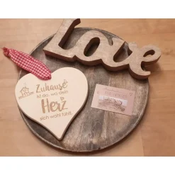 Personalisiertes Holzherz, Herz, Zuhause, Spruch, Geschenk, zum aufhängen, Herzlich Willkommen, Home, Einzug,
