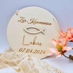 Personalisiertes Holzschild | Kinderzimmerschild | Geschenke zur Kommunion | Geldgeschenk Taufe | Konfirmationsgeschenk