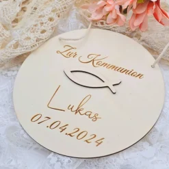 Personalisiertes Holzschild | Kinderzimmerschild | Geschenke zur Kommunion | Geldgeschenk Taufe | Konfirmationsgeschenk