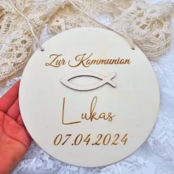Personalisiertes Holzschild | Kinderzimmerschild | Geschenke zur Kommunion | Geldgeschenk Taufe | Konfirmationsgeschenk