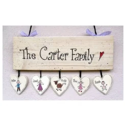 Personalisiertes Holzschild Familie – Handgemachtes Türschild mit Name, Hochzeitsgeschenk, wetterfest