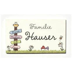 Personalisiertes Holztürschild Familie – Individuelles Namensschild als Geschenk zur Geburt oder Geburtstag