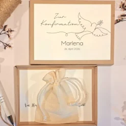 Personalisiertes Konfirmationsgeschenk – Geldgeschenkbox mit Namen & Datum, handgefertigt