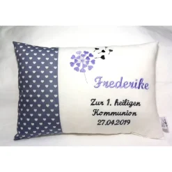 Personalisiertes Namenskissen zur Kommunion, Taufe & Geburt – Geschenk für Mädchen & Jungen – verschiedene Stickfarben – 20cm x 30cm