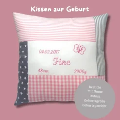 personalisiertes Namenskissen Geschenkidee zu Geburt und Taufe Geburtskissen für Jungen Mädchen Taufgeschenk