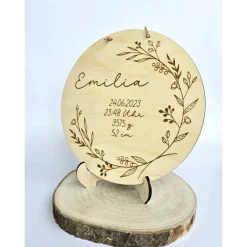 personalisiertes Namensschild aus Holz mit Geburtsdaten Geschenk zur Geburt oder Taufe Holzschild Geburtsgeschenk