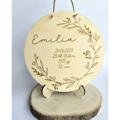 personalisiertes Namensschild aus Holz mit Geburtsdaten Geschenk zur Geburt oder Taufe Holzschild Geburtsgeschenk