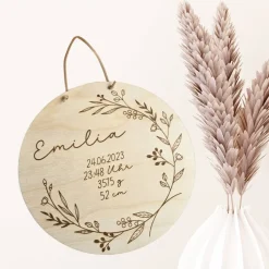 personalisiertes Namensschild aus Holz mit Geburtsdaten Geschenk zur Geburt oder Taufe Holzschild Geburtsgeschenk