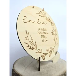 personalisiertes Namensschild aus Holz mit Geburtsdaten Geschenk zur Geburt oder Taufe Holzschild Geburtsgeschenk