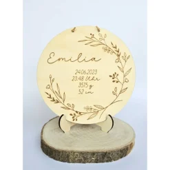 personalisiertes Namensschild aus Holz mit Geburtsdaten Geschenk zur Geburt oder Taufe Holzschild Geburtsgeschenk