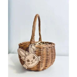 Personalisiertes Osterkörbchen aus Weide mit Hasen Anhänger – Nachhaltiges Ostergeschenk für Kinder