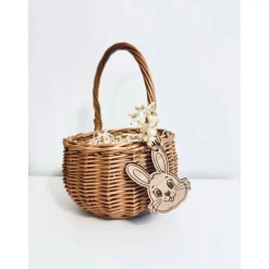 Personalisiertes Osterkörbchen aus Weide mit Hasen Anhänger – Nachhaltiges Ostergeschenk für Kinder