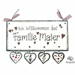 Personalisiertes Schiefertürschild als einzigartiges Hochzeitsgeschenk – Handgemachtes Familienschild mit Braut & Bräutigam