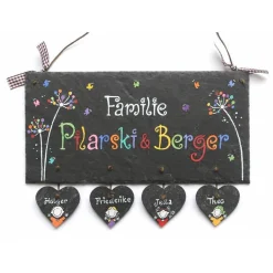 Personalisiertes Schieferschild Familie – Hochzeitsgeschenk Türschild mit Namen, wetterfest & handgemalt