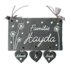 Personalisiertes Schieferschild Familie – Handgemachtes Türschild als individuelles Hochzeitsgeschenk, einzigartiges Haustürschild