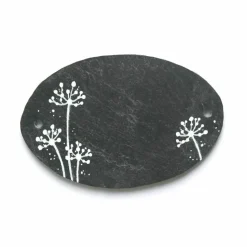 Personalisiertes Schiefer Türschild oval – Familien Namensschild wetterfest mit Pusteblumen, handgemacht, einzigartiges Familiengeschenk