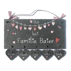 Personalisiertes Schiefer Türschild Familie – Hochzeitsgeschenk & Namensschild für die Haustür
