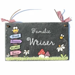 Personalisiertes Schiefer Türschild – Exklusives Hochzeitsgeschenk für das Brautpaar, handgemachtes Namensschild wetterfest