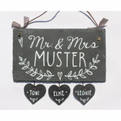 Personalisiertes Schiefer Türschild mit Name – Geschenk für Frauen & Paare, handgemacht, wetterfest