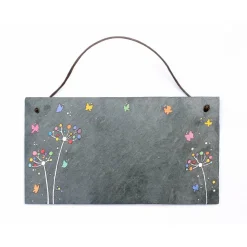 Personalisiertes Schiefertürschild mit Pusteblumen – Namensschild für Familien, handgemacht & wetterfest