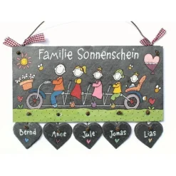 Personalisiertes Schiefertürschild Familie – Einzigartiges Haustürschild mit Namen, wetterfest & handgefertigt, sehr persönliches Familiengeschenk