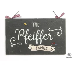 Personalisiertes Schieferschild Familie – Edles Türschild als Hochzeitsgeschenk mit Name