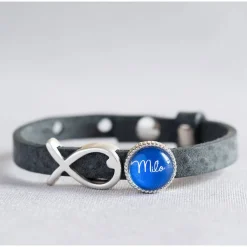 Personalisiertes Schulkind Armband aus Echtleder – Kinderarmband zur Einschulung