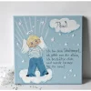 Personalisiertes Schutzengelbild für Jungen – Taufgeschenk handgemalt auf Keilrahmen