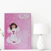 Personalisiertes Schutzengelbild Mädchen Rosa auf Keilrahmen – Handgemaltes Engelbild zur Taufe & Geburt