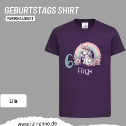 Personalisiertes Shirt GEBURTSTAG Zahl & Name personalisiert Rainbow Unicorn