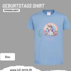 Personalisiertes Shirt GEBURTSTAG Zahl & Name personalisiert Rainbow Unicorn