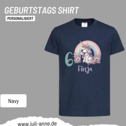 Personalisiertes Shirt GEBURTSTAG Zahl & Name personalisiert Rainbow Unicorn