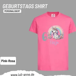 Personalisiertes Shirt GEBURTSTAG Zahl & Name personalisiert Rainbow Unicorn