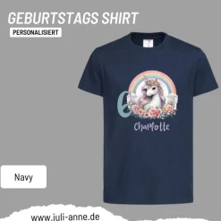 Personalisiertes Shirt GEBURTSTAG Zahl & Name personalisiert Rainbow Unicorn