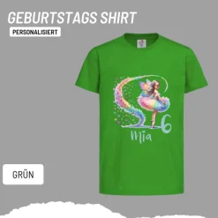 Personalisiertes Shirt GEBURTSTAG Zahl & Name personalisiert ~ Ballerina Fee Bunt Schmetterlinge