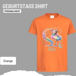 Personalisiertes Shirt GEBURTSTAG Zahl & Name personalisiert ~ Ballerina Fee Bunt Schmetterlinge