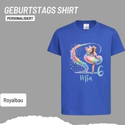 Personalisiertes Shirt GEBURTSTAG Zahl & Name personalisiert ~ Ballerina Fee Bunt Schmetterlinge