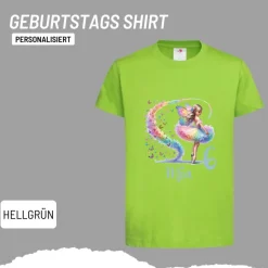 Personalisiertes Shirt GEBURTSTAG Zahl & Name personalisiert ~ Ballerina Fee Bunt Schmetterlinge