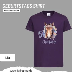 Personalisiertes Shirt GEBURTSTAG Zahl & Name personalisiert Flower Horse