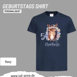Personalisiertes Shirt GEBURTSTAG Zahl & Name personalisiert Flower Horse