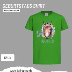 Personalisiertes Shirt GEBURTSTAG Zahl & Name personalisiert Flower Horse