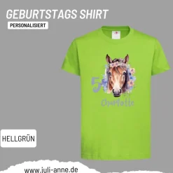 Personalisiertes Shirt GEBURTSTAG Zahl & Name personalisiert Flower Horse