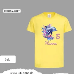 Personalisiertes Shirt GEBURTSTAG Zahl & Name personalisiert Aqua Delfin 2