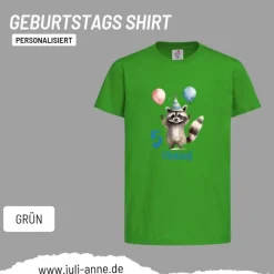 Personalisiertes Shirt GEBURTSTAG Zahl & Name personalisiert Party Waschbär