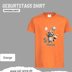 Personalisiertes Shirt GEBURTSTAG Zahl & Name personalisiert Party Waschbär
